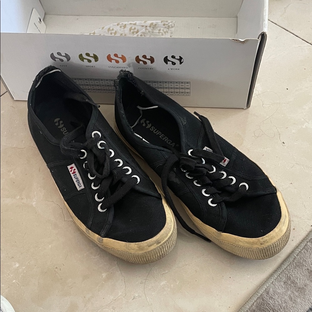 Superga Black Sneakers with Tan Soles UNISEX
